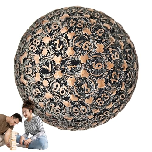 Polyedrische Würfel aus Metall, solide Legierung, präzise gravierter Rollwürfel, mittelalterlicher RPG-Fantasie-Stil, Tisch-Abenteuer-Thema, gewichtsausgewogener Rahmen, polierte Oberfläche von LearnLyrics