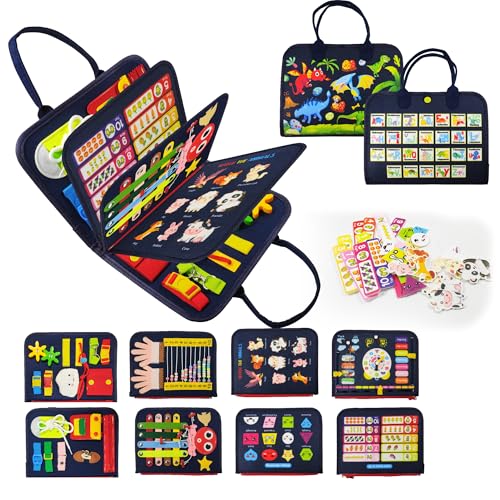 LearnToy Montessori Busy Board für Jungen 1–4 Jahre – Feinmotorik-Spielzeug mit Auto/Flugzeug-Elementen, Sensorikbox & Reisespielzeug für Kleinkinder (Geschenkidee) von LearnToy
