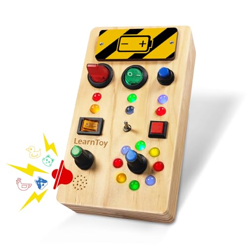 LearnToy Montessori Holzspielzeug Busy Board mit LED-Lichtern und Musik – Sensorisches Lernspielzeug für Kleinkinder ab 3+ Jahr, Feinmotorik-Entwicklung, Geburtstagsgeschenke für Jungen und Mädchen von LearnToy