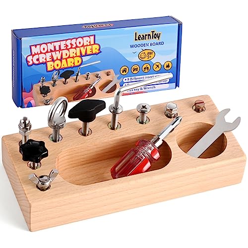 LearnToy Montessori Lernspielzeug für 3-5-jährige Kinder - Montessori Schraubendreher-Set - Lernspielzeug für sensorische Entwicklung - Feinmotorik - Reisespielzeug für Kleinkinder - Waldorf STEM. von LearnToy