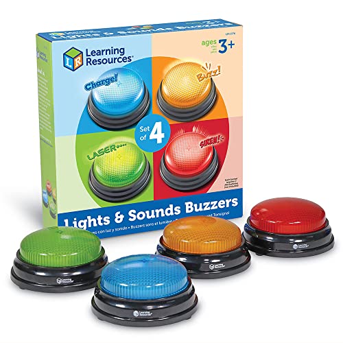 Learning Resources Lichter und Geräusche Summer (4 Stück), buzzer mit sound, Antwort-Buzzer für Teamspiele, Spiel und Spaß für Schule und zu Hause, ab 3 Jahren von Learning Resources