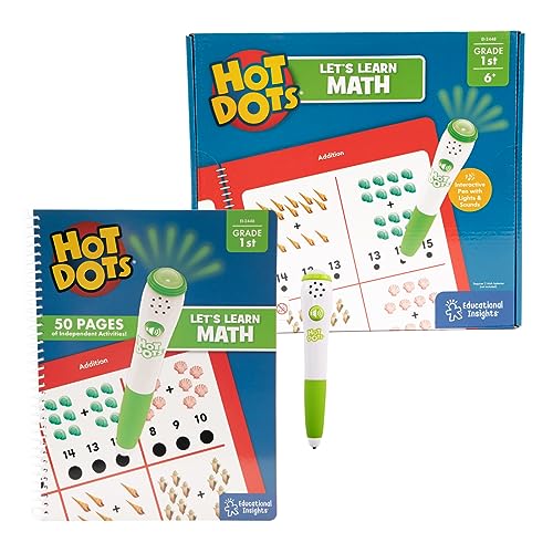 Learning Resources 2448 Hot Dots Wir wollen Mathematik Lernen, Grundschule, Aktivitätsbuch u. interaktiver Stift mit sofortiger Rückmeldung, über 100 Aktivitäten, ab 6 Jahren von Educational Insights