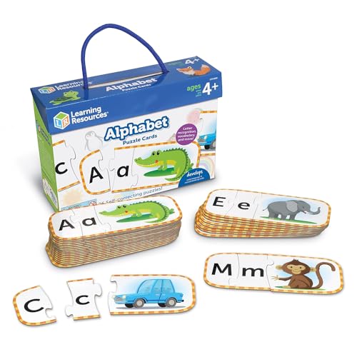 Learning Resources Alphabet-Puzzlekarten, Vorbereitendes Lernen im Vorschulalter, Puzzles zur Eigenüberprüfung, ab 4 Jahren von Learning Resources