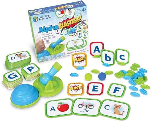 Learning Resources Alphablasters Buchstaben- und Buchstabierspiel, Lernspiele für drinnen, Alphabet-Übungen für die Vorschule, Denkspielzeug für Kleinkinder, 85 Teile, ab 4 Jahren von Learning Resources