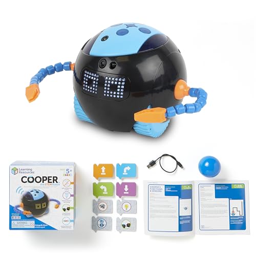 Learning Resources Cooper Der STEM-Roboter Einzeln LER3119, Ab 5 Jahren, Programmieren Lernen Ohne Bildschirm, Mint-Spielzeug, Wiederaufladbar, Ideal Für Grundschule & Zuhause von Learning Resources