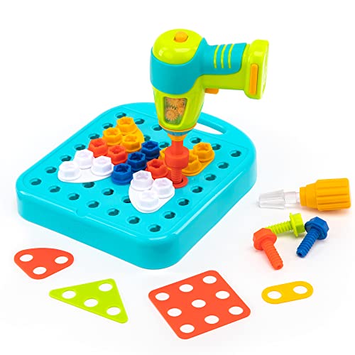 Learning Resources Design & Drill Formenwerkstatt, 73 Teile mit elektrischem Spielzeugbohrer, MINT-Spielzeug, für Jungen und Mädchen ab 3 Jahren von Learning Resources