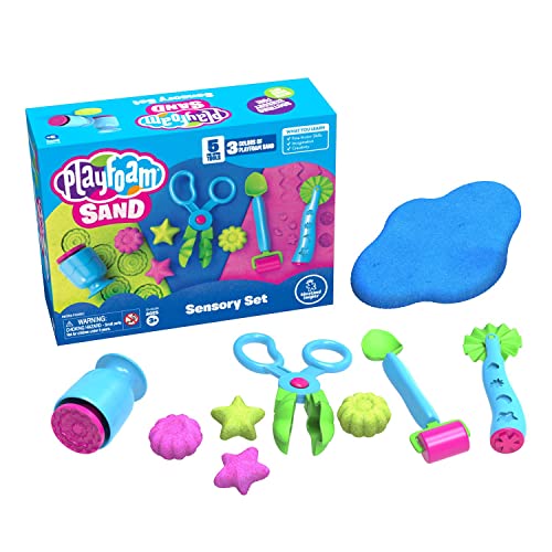 Learning Resources Playfoam Sand Sensorik-Set, Spielsand-Spielzeug in 3 Farben und mit 5 Instrumenten, Spielsand zum Kneten, Mischen und Formen, 3+, Mittel von Educational Insights