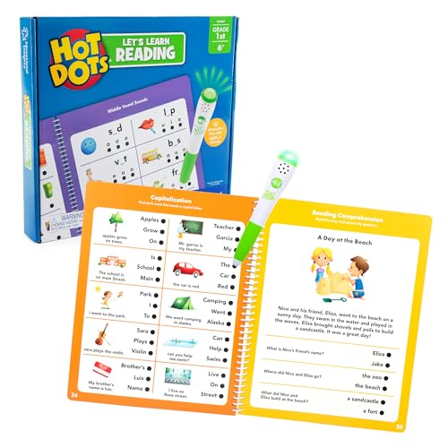 Learning Resources EI-2447 Hot Dots Wir wollen lesen Lernen, Grundschule, Aktivitätsbuch u. interaktiver Stift mit sofortiger Rückmeldung, über 100 Aktivitäten, ab 6 Jahren, Mehrfarbig von Educational Insights