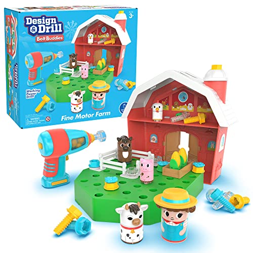 Learning Resources Design & Drill Schrauberkumpel Scheune, Bauernhof-Spielzeugset mit Landwirt, MINT-Bauspielzeug für Vorschulkinder, Baukasten-Spielzeug als Geschenk für Jungen und Mädchen, 3+ von Educational Insights