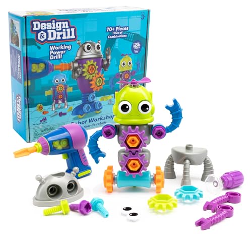 Learning Resources EI-4177 Design & Drill Workshop, Roboter 3 Jahre alte Jungen und Mädchen, Mint, Spielzeug zum Auseinandernehmen mit funktionierendem Kinderbohrer, Multi, Medium von Learning Resources