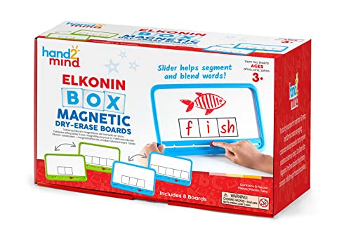 Learning Resources Elkonin-Leseboxenset mit magnethaftenden, trocken abwischbaren Tafeln, mit Schieber zum Erlernen von Lauten und Lese- und Schreibkenntnissen, 8er-Set, ab 3 Jahren von Learning Resources