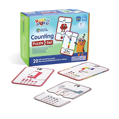 Learning Resources Numberblocks Puzzle-Set Zählen, Zählen lernen im Zahlenraum 1-20, Numberblocks Puzzleteile, Zählpuzzles für Dreijährige, 20 Lernpuzzles in einer Box, 3-teilige Puzzles, ab 3 Jahren von Learning Resources