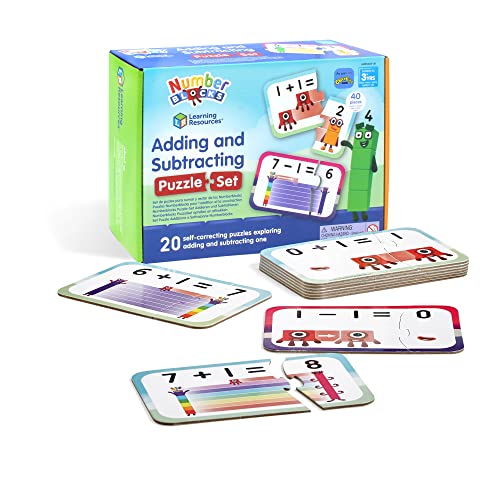 Learning Resources Numberblocks Puzzle-Set Addieren und Subtrahieren, Numberblocks-Puzzlespiel, Mathe-Puzzlespiel, 20 Lernpuzzles in einer Box, Puzzles mit 2 Teilen, ab 3 Jahren von Learning Resources