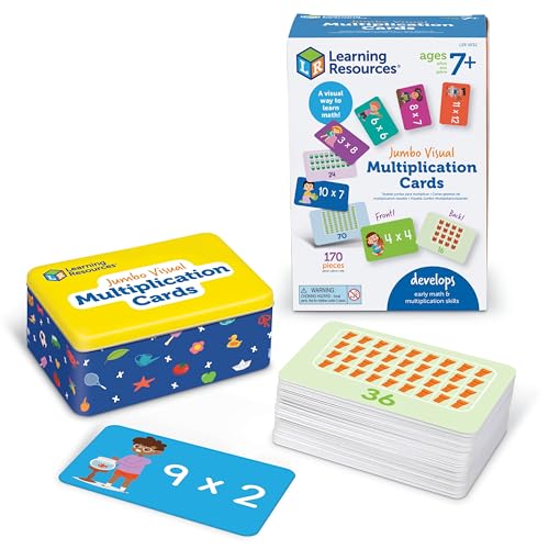 Learning Resources Jumbo Multiplikationskarten, Lernspielzeug ab 7 Jahren, Multiplikation üben mit 169 farbigen Karten von Learning Resources