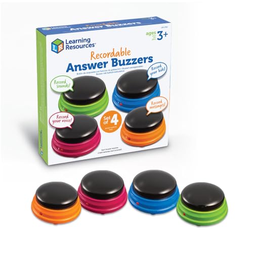 Learning Resources Buzzer mit Aufnahmefunktion (4 Stück) Antwort Buzzer mit Sound, reaktionstraining, Buzzer mit aufnahmefunktion, Buzzer für Spieleabende im Klassenzimmer und in der Familie, 3+ Learning Resources Buzzer mit Aufnahmefunktion (4 Stück) Antwort Buzzer mit Sound, reaktionstraining, Buzzer mit aufnahmefunktion, Buzzer für Spieleabende im Klassenzimmer und in der Familie, 3+ von Learning Resources