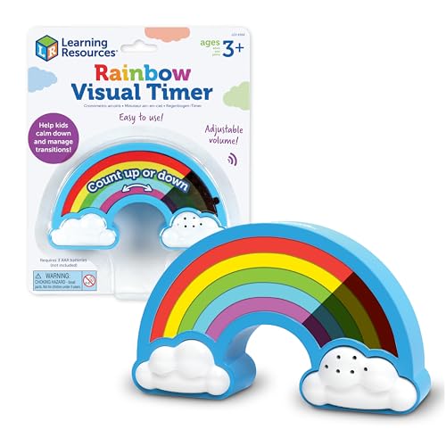 Learning Resources Visueller Regenbogen-Zeitmesser für Kinder, sensorischer Zeitmesser für Autismus, ADHS, 5 Zeitstufen, Heller oder dunkler Modus, ab 3 Jahren von Learning Resources