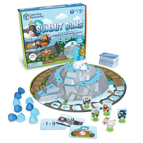 Learning Resources LER5026 Summit Sums Additions-& Subtraktionsspiel, Kinder ab 5 Jahren, Mathe-Brettspiel für 2 bis 4 Spieler, Multi von Learning Resources