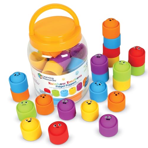 Learning Resources LER5572 Regenbogen Emotions-Druckknöpfe Klassenzimmer-Set 24, ab 3 Jahren, Äußere Deine Gefühle, Sensorisches Autismus, Fummel, SEL-Spielzeug, Multi von Learning Resources