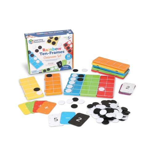 Learning Resources Regenbogen Zehner-Rahmen Klassenzimmer-Set, ab 5 Jahren, 10 verbindbare Zehner-Rahmen und Zähler, Mathe-Lehrmittel, Basisausstattung Klassenzimmer von Learning Resources