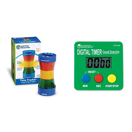 Learning Resources LER6900 Resources Time Tracker Visual Timer & Uhr, 26.9 x 13.7 x 13.7 cm & LER4339 Digitaler Timer zum Rückwärts-/Vorwärtszählen, c1 von Learning Resources