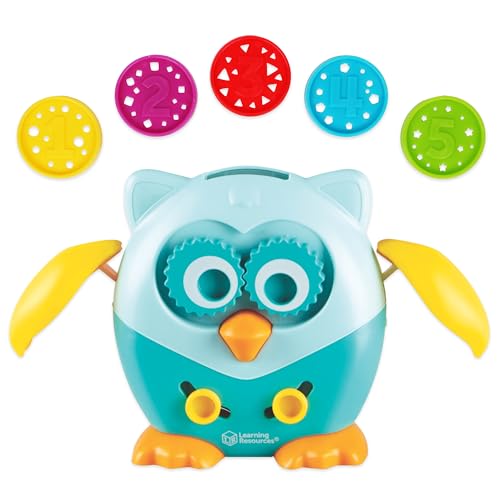 Learning Resources Hoot, die Eule zur Förderung der Feinmotorik, Ab 18 Monaten, Lernspiel Farben, Formen und Zahlen, 4 Aktivitäten mit Münzen von Learning Resources
