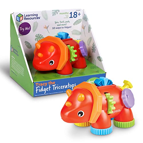 Learning Resources LER9147 The Fidget Tracy, der Triceratops zum Stressabbau, 1-teilig, ab 18 Monaten, Baby, Sensorik Kleinkinder, Feinmotorik, Montessori-Spielzeug, Mehrfarbig, Medium von Learning Resources