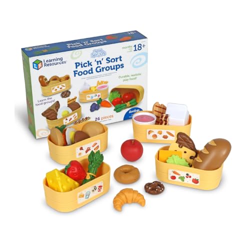 Learning Resources LER9755 New Sprouts Lebensmittelgruppen zum Auswählen und Sortieren, ab 18 Monaten, Lebensmittelgeschäft, Küchenzubehör zum Spielen, Spielnahrung für Kleinkinder, Multi von Learning Resources