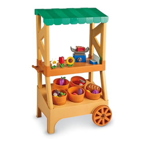 Learning Resources Mein erster Farmstand Rollenspiel‑Marktstand aus Holz, 27 Teile Obst & Gemüse – Bauernhofspiel ab 2 Jahren von Learning Resources