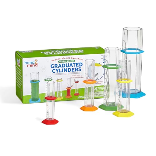 Learning Resources Messzylinder-Set – Lernspielzeug für Nachwuchswissenschaftler, naturwissenschaftliche Laborausrüstung, naturwissenschaftliche Baukästen, Chemie-Experimentierkasten, 3+, Mittel von hand2mind