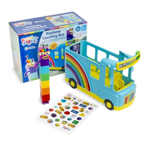 Learning Resources Numberblocks Regenbogen-Zählbus, ab 3 Jahren, interaktives Ziffernblock-Bus-Spielzeugset mit Sieben Figuren zum Sammeln enthalten, spielt 12 Lieder und Töne, CBeebies Toys von Learning Resources