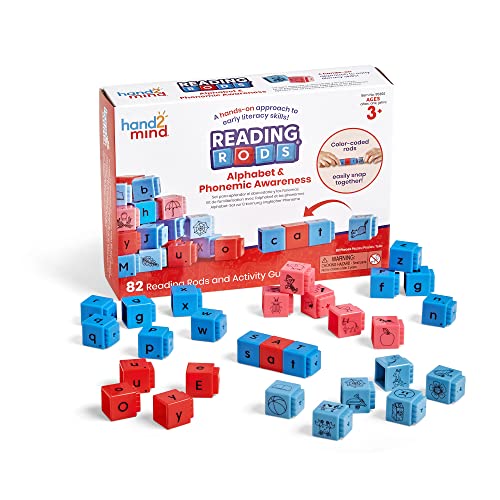 Learning Resources Reading Rods – Textstäbe Alphabet-Set zum Erkennen englischer Phoneme, Lesen lernen, Wortbildungsaktivitäten, Buchstaben-Bausteine, KVK-Wörter (Konsonant-Vokal-Konsonant) von hand2mind