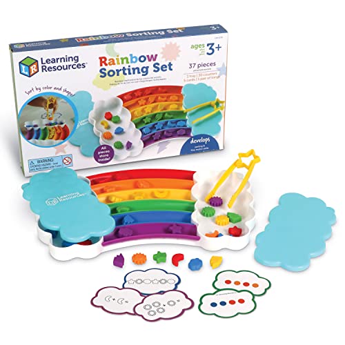 Learning Resources Regenbogen-Sortierset, 37-teilig, Feinmotorisches Geschick, Sortieren, Muster legen, Additionstraining, Lernspielzeug für Kleinkinder, Baby- und Kleinkinder-Spielzeug, 3+ von Learning Resources