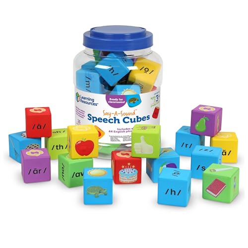Learning Resources Say-a-Sound™ Sprachwürfel, Lernaktivitäten im Vorschulalter, ABC-Lernkarten, Sprachtherapie-Spielzeug, Geschenke für Kinder, ab 3 Jahren, 16 Stück von Learning Resources