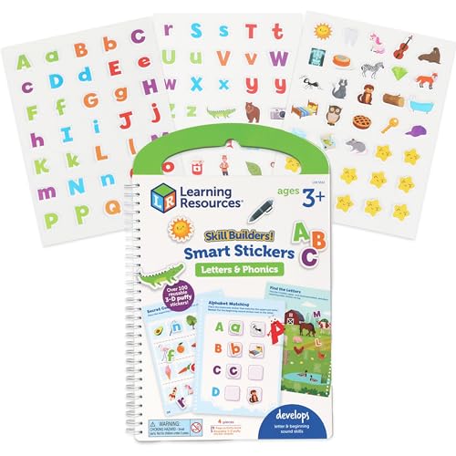 Learning Resources Skill Builders Smart Stickers Buchstaben & Phonics, Lernbuch mit Stickern ab 3 Jahren von Learning Resources
