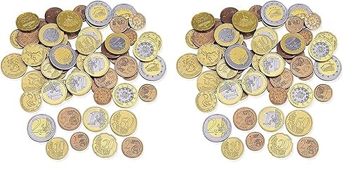 Learning Resources Spielgeldset Euro-Münzen (Set mit 100 Stück), Kinder Euro spielgeld münzen, kaufladen Kasse, Spielgeld für Kinder kaufmannsladen einkaufsladen (Packung mit 2) von Learning Resources