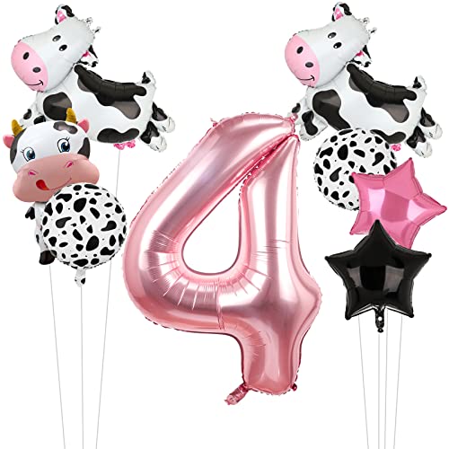 8PCS Kuh Ballons Kuh Mylar Folie Balloon 4th Kuh Farm Tier Theme Party Supplies Baby Dusche Geburtstag Party Dekorationen(4th) von Lebeili