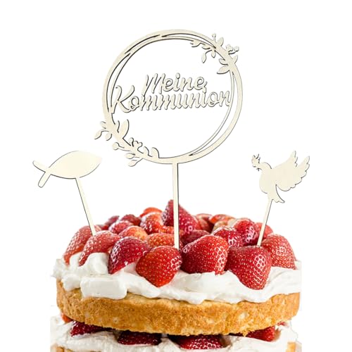 3 Stück Cake Topper Kommunion Holz, Meine Kommunion Torten Topper, Personalisiert Tortendeko Taube Fisch, Konfirmation Erstkommunion Deko, für Taufe Junge Mädchen, 2 Sets 3 Stück Cake Topper Kommunion Holz, Meine Kommunion Torten Topper, Personalisiert Tortendeko Taube Fisch, Konfirmation Erstkommunion Deko, für Taufe Junge Mädchen, 2 Sets von Lebenistgut