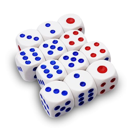 Set mit 12 weißen Würfeln, 6-seitig, 16 mm, mit abgerundeten Ecken, Dice Game D6 für Brettspiele, RPG-Spiele, D&D-Würfel, Mathematische Spiele für Kinder – Polyedrische Würfel von Leddy Living