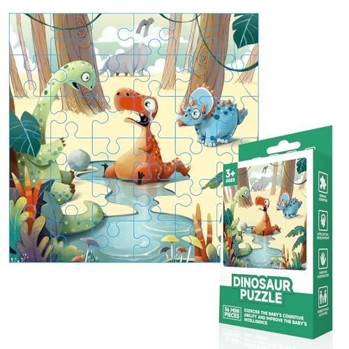 Ledeak Kinderpuzzle, Bauernhof Tiere, 36 Teile Puzzle für Kinder ab 3 Jahren, Boden Puzzle, Kleinkindpuzzles mit Tragbarer Kasten, Lern und Bildungsspielzeug für Vorschulkinder (Dinosaurier-Puzzle 3) von Ledeak
