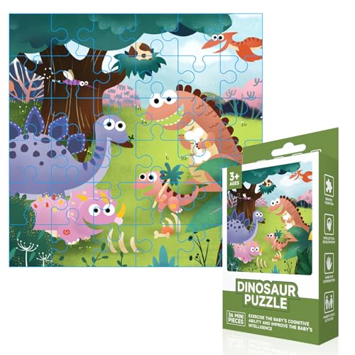 Ledeak Kinderpuzzle, Bauernhof Tiere, 36 Teile Puzzle für Kinder ab 3 Jahren, Boden Puzzle, Kleinkindpuzzles mit Tragbarer Kasten, Lern und Bildungsspielzeug für Vorschulkinder (Dinosaurier-Puzzle 4) von Ledeak