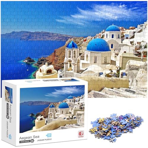 Ledeak Puzzle 1000 Teile, Klassische Puzzle für Erwachsene und Kinder, Farbenfrohes Herausforderndes Puzzle Stress Abbauen Puzzlespiel, Impossible Puzzle für Die Ganze Familie (Ägäisches Meer) von Ledeak