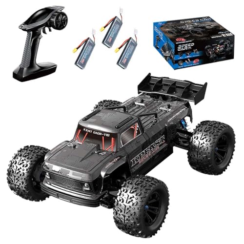 Ledovan 1:12 Ferngesteuertes Auto 70KM/H Bürstenloser Motor für Erwachsene, Wasserdicht Monster Trucks, 4WD Hochgeschwindigkeits RC Offroad Truck, 3 Batterien KF16(Schwarz) von Ledovan
