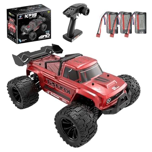 Ledovan 1:14 Ferngesteuertes Autos Bürstenlose für Erwachsene, 4WD Offroad RC Truck mit Hoher Geschwindigkeit 70KM/H, All-Terrain Truggy, 2.4GHz Wasserdichter RC Buggy, 3 Batterien(Rot) von Ledovan