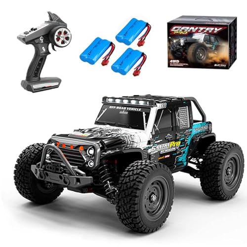 Ledovan 70KM/H Bürstenlose Ferngesteuertes Auto für Erwachsene, 1/16 RC Wasserdichtes Monstertruck, 2.4GHz All Terrain Offroad Drift Car, 4WD RC Buggy, 3 Batterien von Ledovan