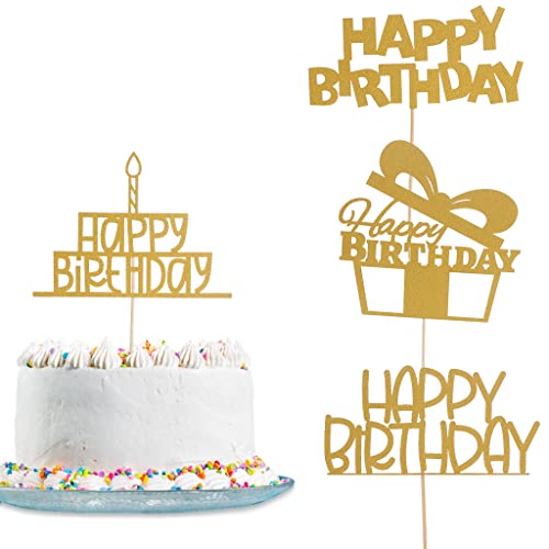 4 Stück Happy Birthday Kuchendekoration – einseitige goldene Glitzer Happy Birthday Kuchendekoration Set, Kinder oder Erwachsene, 4 Stile Happy Birthday Kuchendekorationen, Geburtstagsfoto-Requisiten 4 Stück Happy Birthday Kuchendekoration – einseitige goldene Glitzer Happy Birthday Kuchendekoration Set, Kinder oder Erwachsene, 4 Stile Happy Birthday Kuchendekorationen, Geburtstagsfoto-Requisiten von LeeLeeAn
