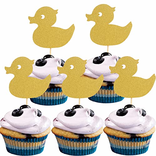 48 Stück goldene Enten-Cupcake-Topper – goldene Glitzer-kleine gelbe Enten-Cupcake-Topper für Baby-Geschlechtsoffenbarung, Party, Babyparty, Tierbauernhof Mottoparty, Mädchen, Jungen Geburtstagsparty 48 Stück goldene Enten-Cupcake-Topper – goldene Glitzer-kleine gelbe Enten-Cupcake-Topper für Baby-Geschlechtsoffenbarung, Party, Babyparty, Tierbauernhof Mottoparty, Mädchen, Jungen Geburtstagsparty von LeeLeeAn
