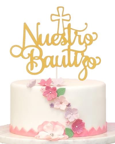 Goldener Nuestro Bautizo Tortenaufsatz – Spanische Taufe Glitzer Kuchen Dekorationen Mi Bautizo Kuchen Topper Babyparty Party Dekoration Supplies Goldener Nuestro Bautizo Tortenaufsatz – Spanische Taufe Glitzer Kuchen Dekorationen Mi Bautizo Kuchen Topper Babyparty Party Dekoration Supplies von LeeLeeAn