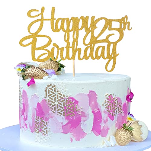 LeeLeeAn Happy 25th Birthday Cake Topper - 25 Jahre Gold Glitzer Dekoration, 1 Stück, Kuchenaufsatz, Geburtstagsparty, Gelb LeeLeeAn Happy 25th Birthday Cake Topper - 25 Jahre Gold Glitzer Dekoration, 1 Stück, Kuchenaufsatz, Geburtstagsparty, Gelb von LeeLeeAn