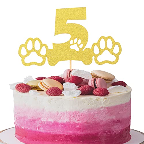 LeeLeeAn Paw Patrol Tortenaufsatz zum 5. Geburtstag, goldfarbener Glitzer, 5 Jahre alte Hundeknochen, 5 goldene Glitzer-Kuchenaufsätze LeeLeeAn Paw Patrol Tortenaufsatz zum 5. Geburtstag, goldfarbener Glitzer, 5 Jahre alte Hundeknochen, 5 goldene Glitzer-Kuchenaufsätze von LeeLeeAn