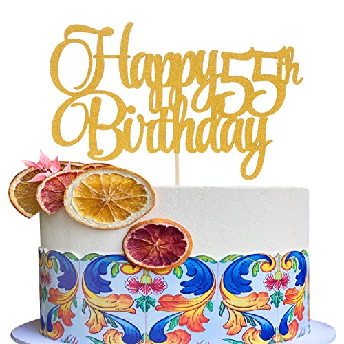 LeeLeeAn Tortenaufsatz zum 55. Geburtstag – "Happy 55th Birthday" – goldfarbener Glitter zum 55. Geburtstag, Party-Kuchenaufsatz, 55 & fabelhafte Kuchendekoration LeeLeeAn Tortenaufsatz zum 55. Geburtstag – "Happy 55th Birthday" – goldfarbener Glitter zum 55. Geburtstag, Party-Kuchenaufsatz, 55 & fabelhafte Kuchendekoration von LeeLeeAn
